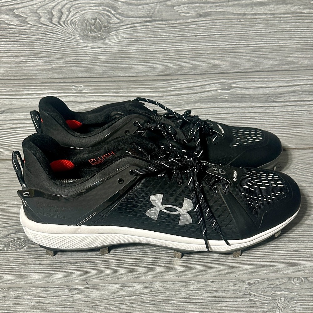 Under Armour Yard MT Metal Baseball Cleats Black White 3025592-001‎ Mens 16 New